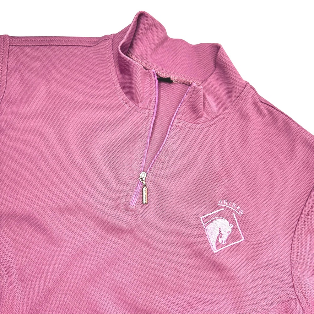 Arista Equestrian Quarter Zip Shirt Womens XL Mauve Short Sleeve Horse Logo Top